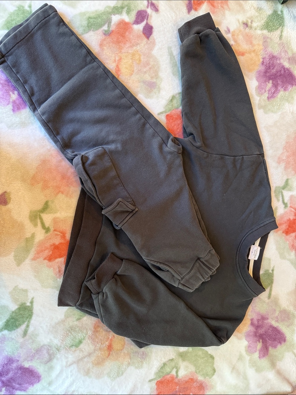Fostered Collection Sweat Set 
Charcoal Gray cargo Joggers and Crewneck
